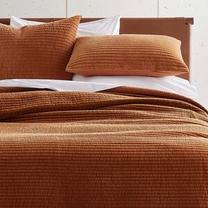 CB2 copper coverlet & shams